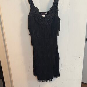 Dreamgirl Black Fringe Mini Dress